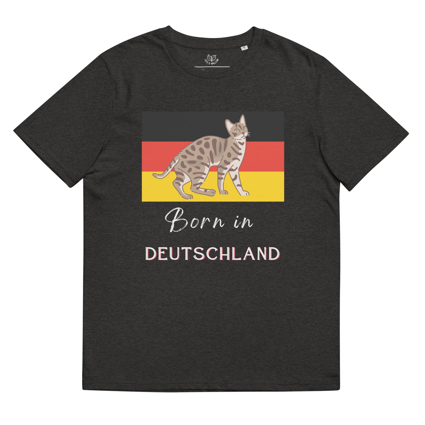 Cat print and Deutschland flag, unisex sustainable t-shirt - Fitz & Willow