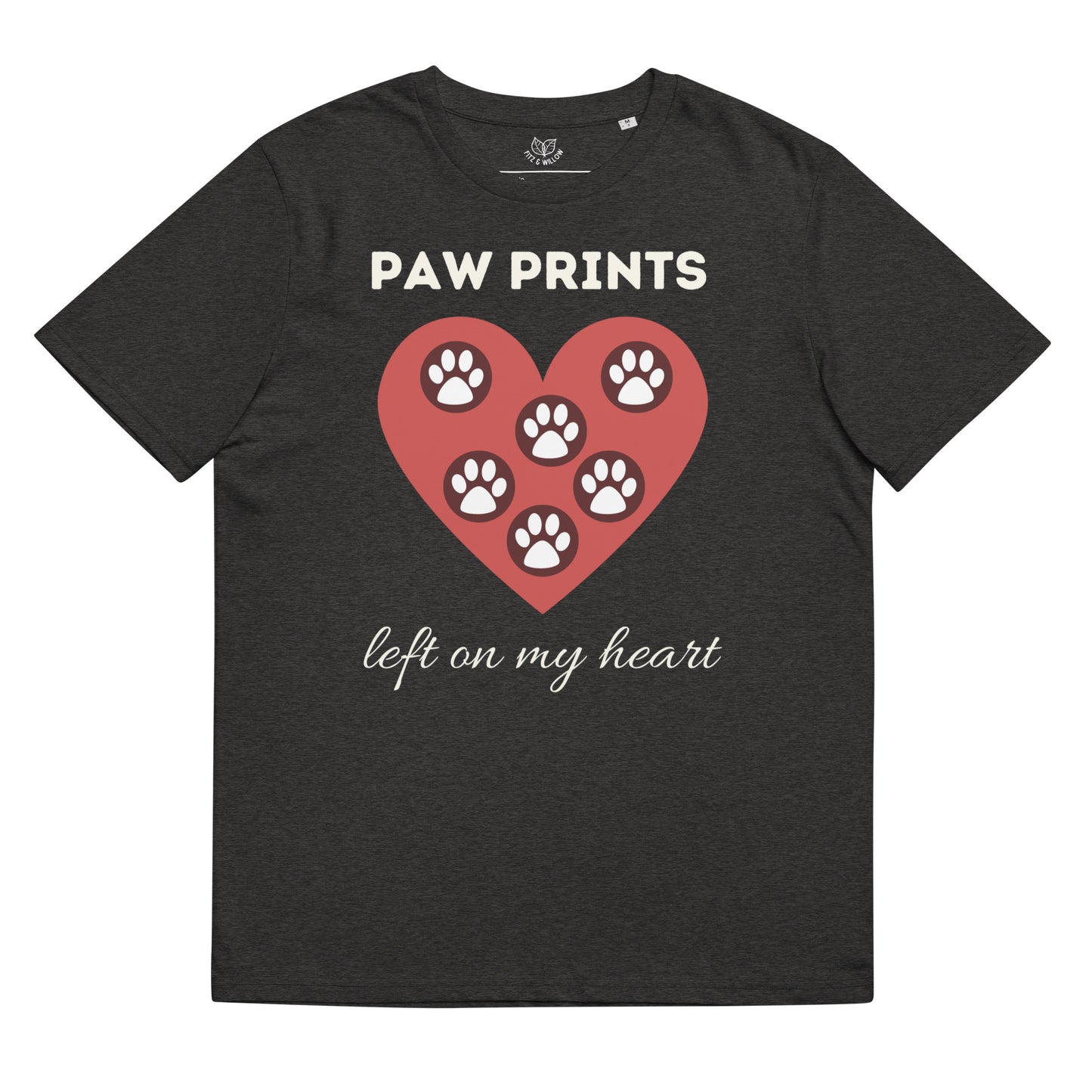 Paw prints on my heart, organic cotton t-shirt - Fitz & Willow