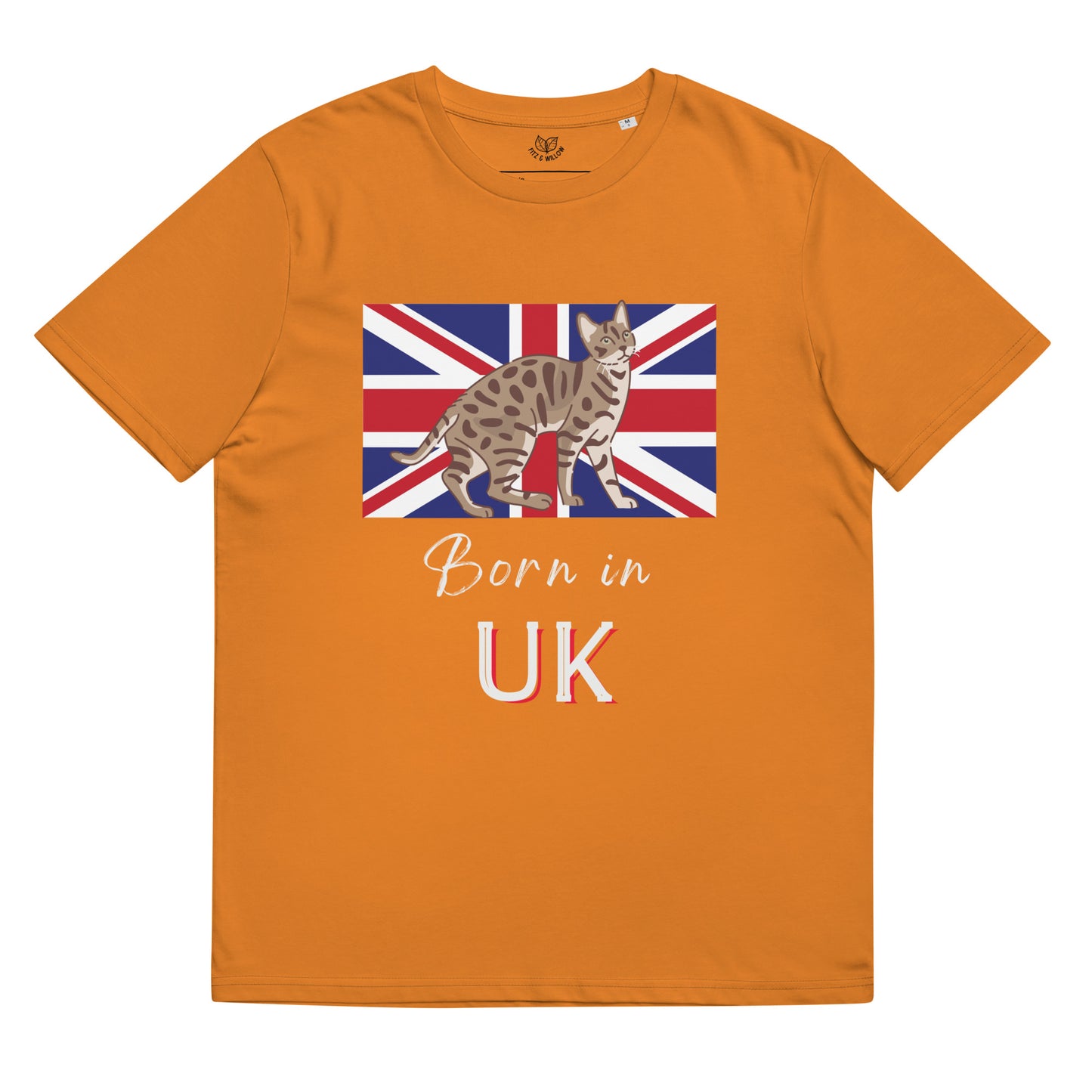 UK flag and cat, Unisex organic t-shirt - Fitz & Willow