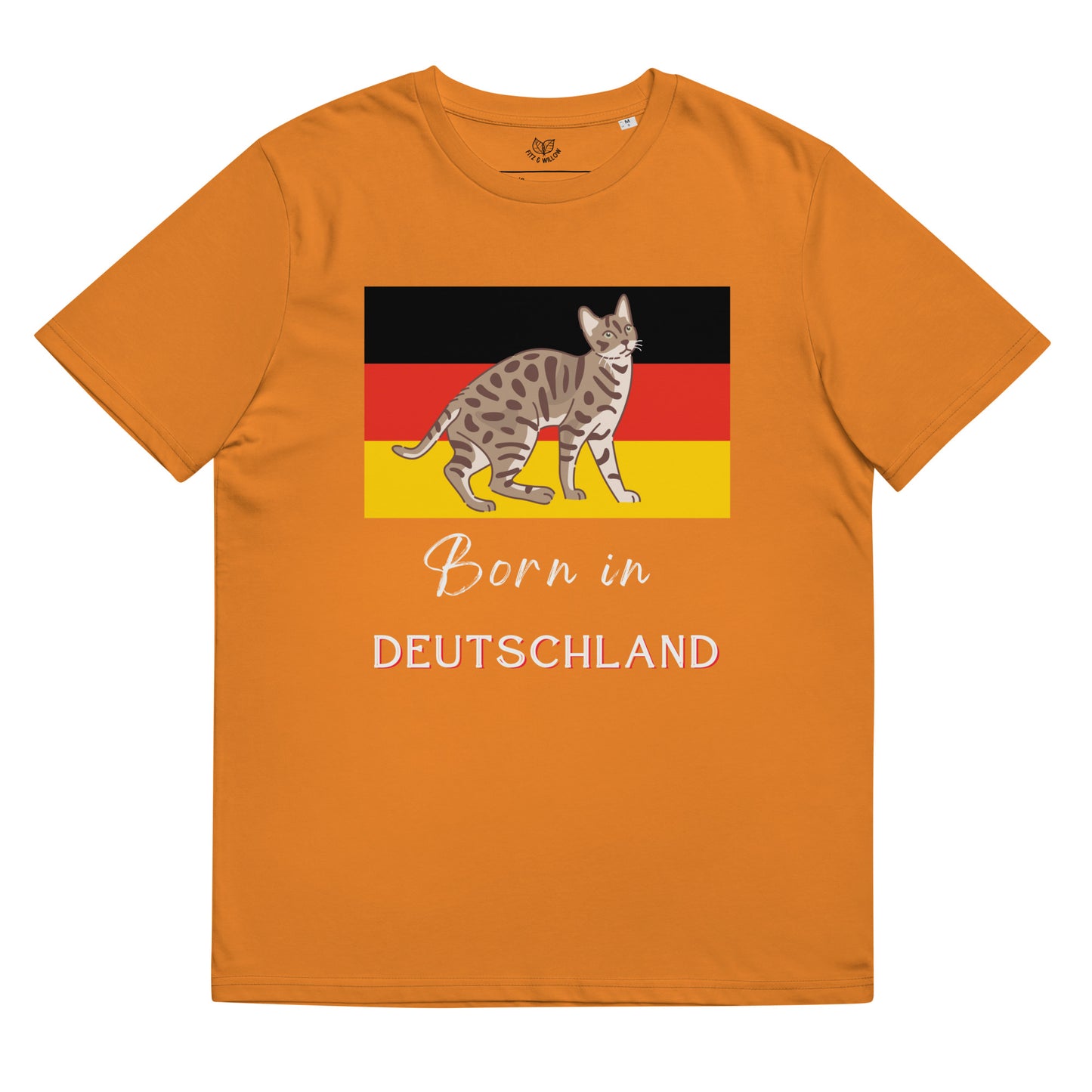 Cat print and Deutschland flag, unisex sustainable t-shirt - Fitz & Willow