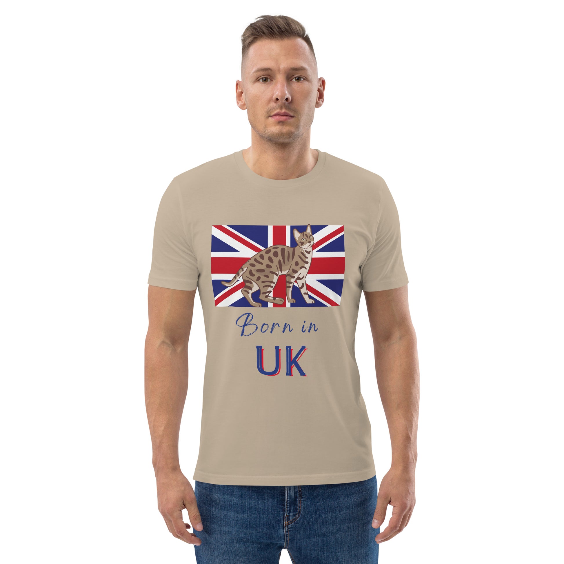 UK flag and cat, Unisex organic t-shirt - Fitz & Willow