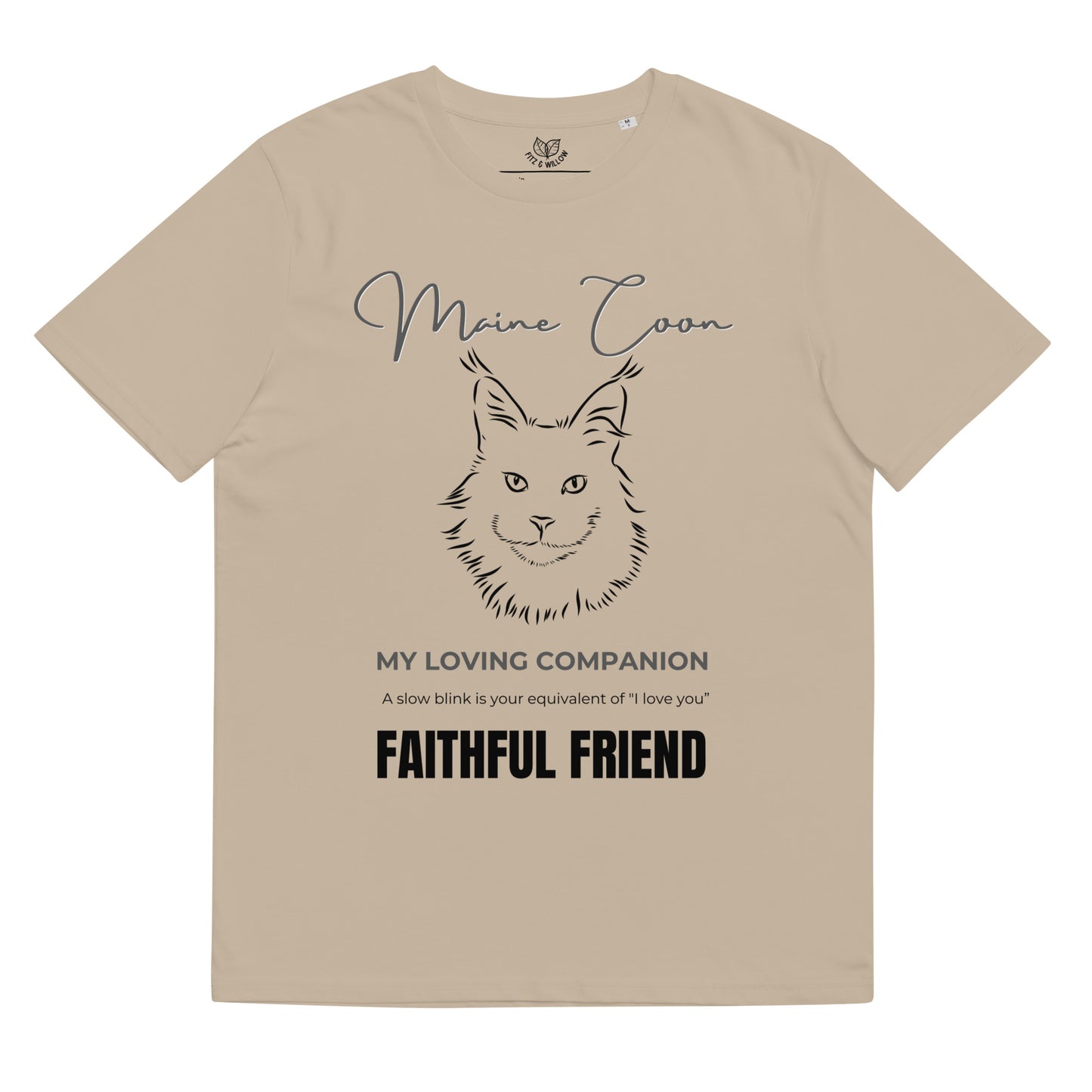 Maine Coon print, unisex organic t-shirt - Fitz & Willow