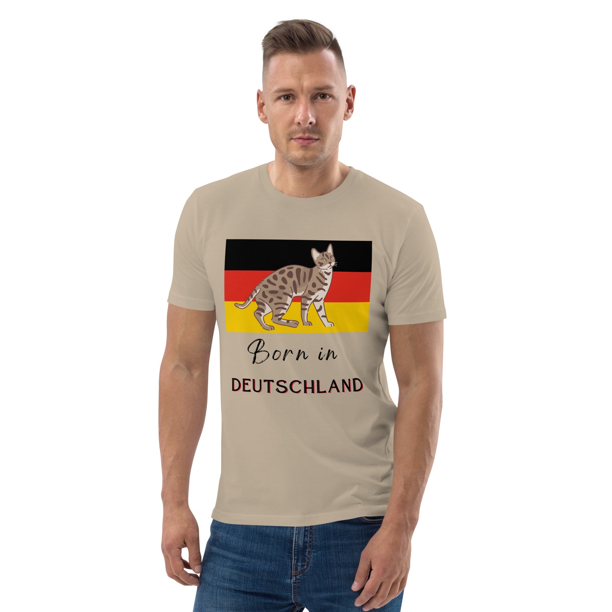 Cat print and Deutschland flag, unisex sustainable t-shirt - Fitz & Willow