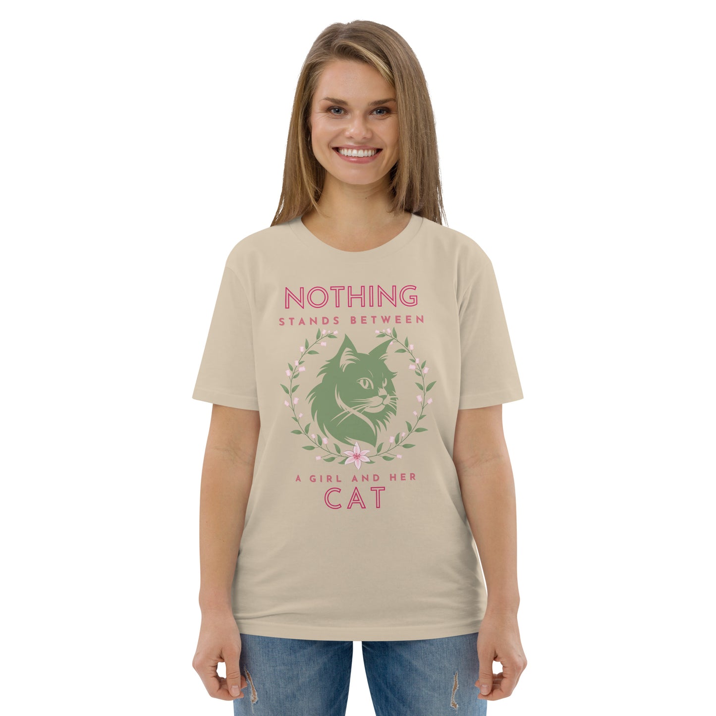 Eco-friendly t-shirt with cat print, Nothing Stands Between - Fitz & Willow