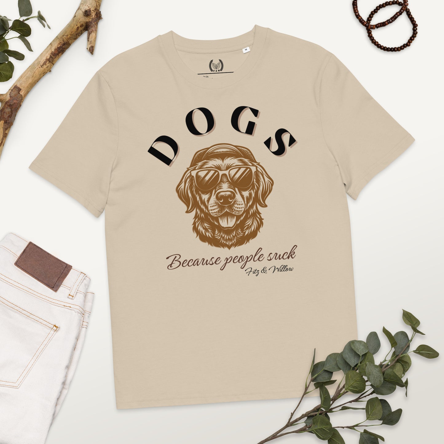 “Dogs Over People” Vegan Organic Cotton T-Shirt for Dog Lovers - Fitz & Willow