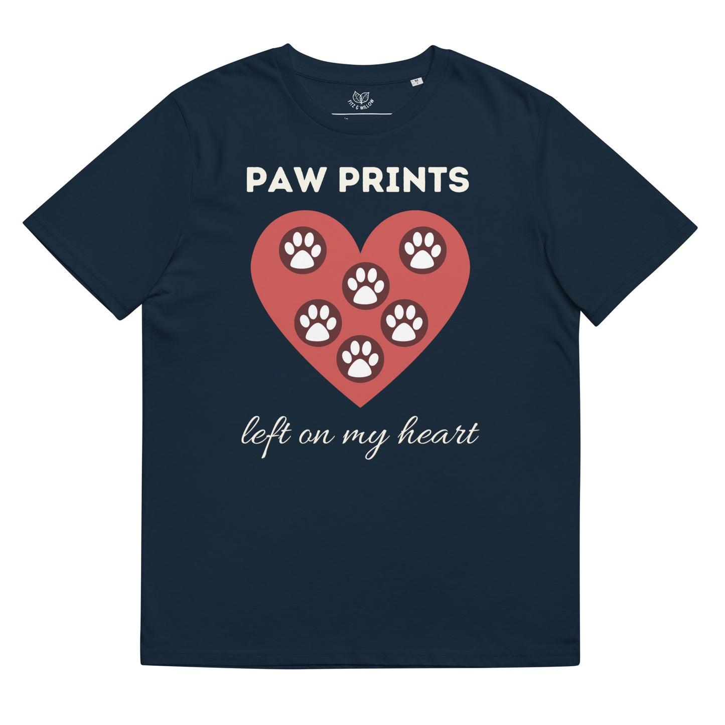 Paw prints on my heart, organic cotton t-shirt - Fitz & Willow