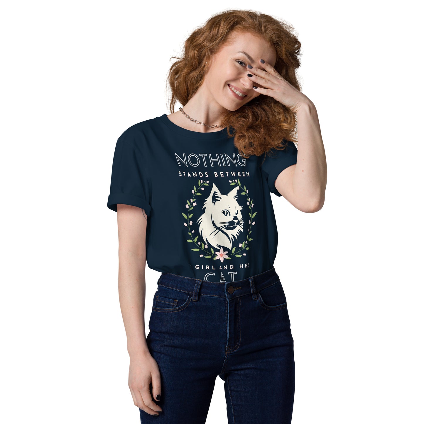 Eco-friendly t-shirt with cat print, Nothing Stands Between - Fitz & Willow