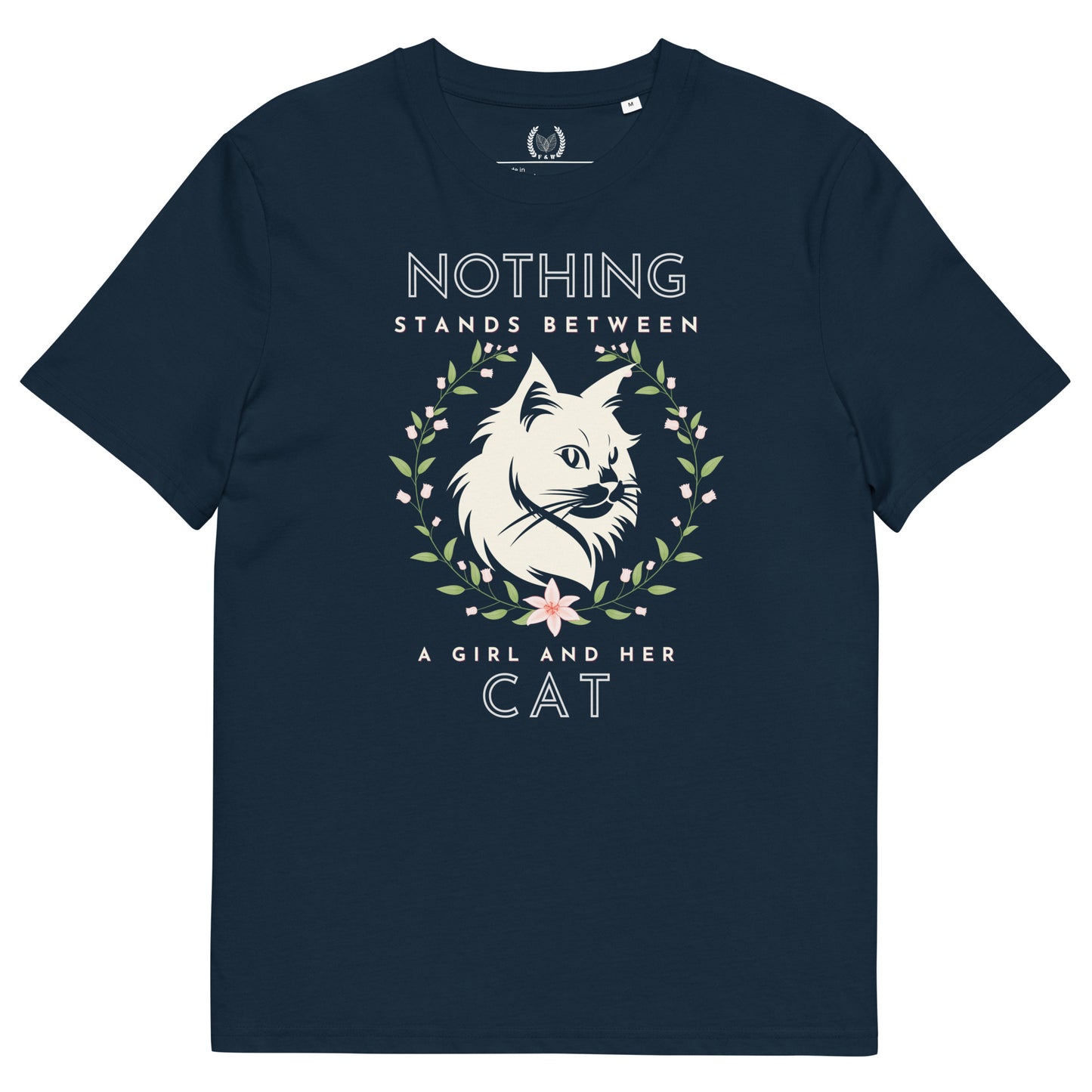 Eco-friendly t-shirt with cat print, Nothing Stands Between - Fitz & Willow