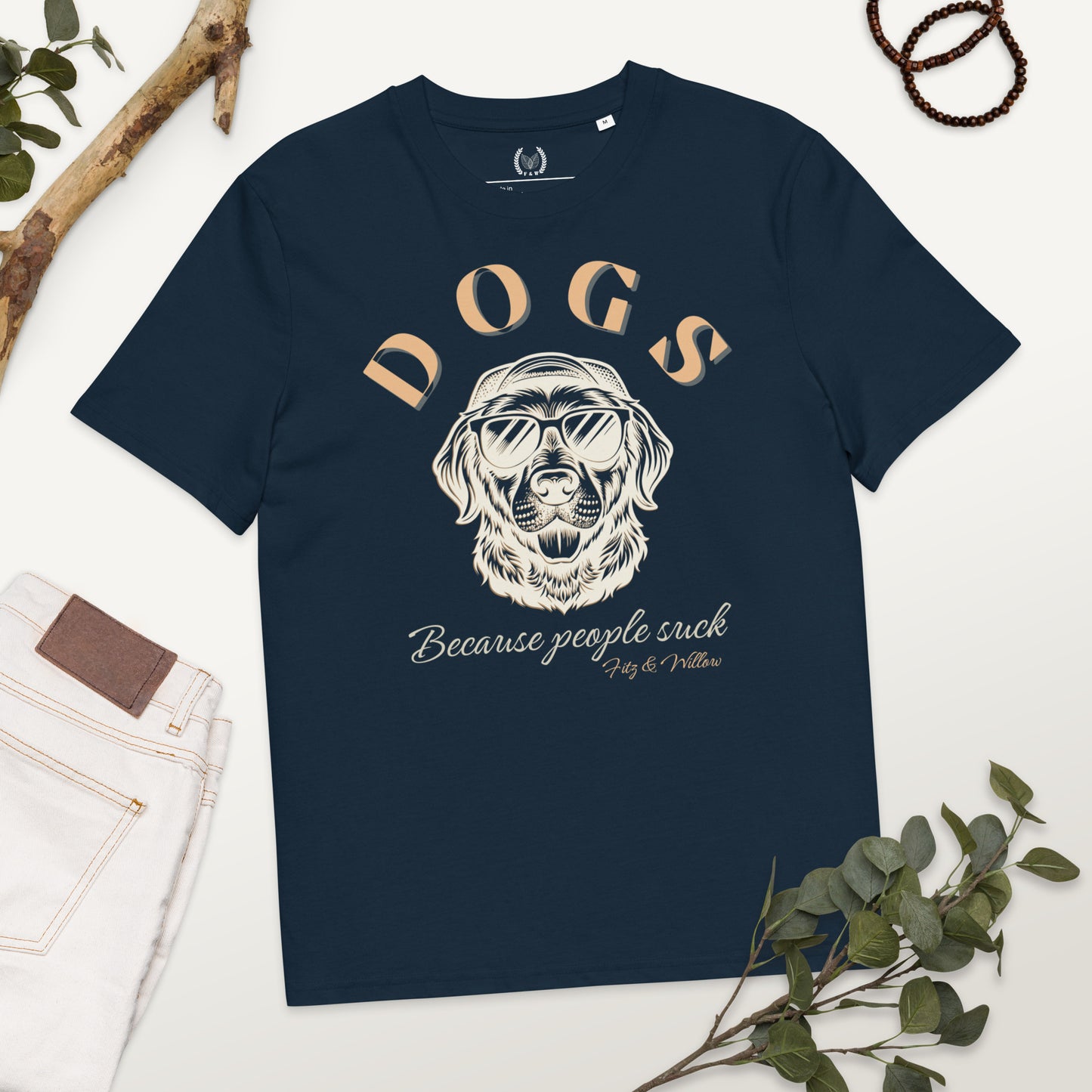 “Dogs Over People” Vegan Organic Cotton T-Shirt for Dog Lovers - Fitz & Willow