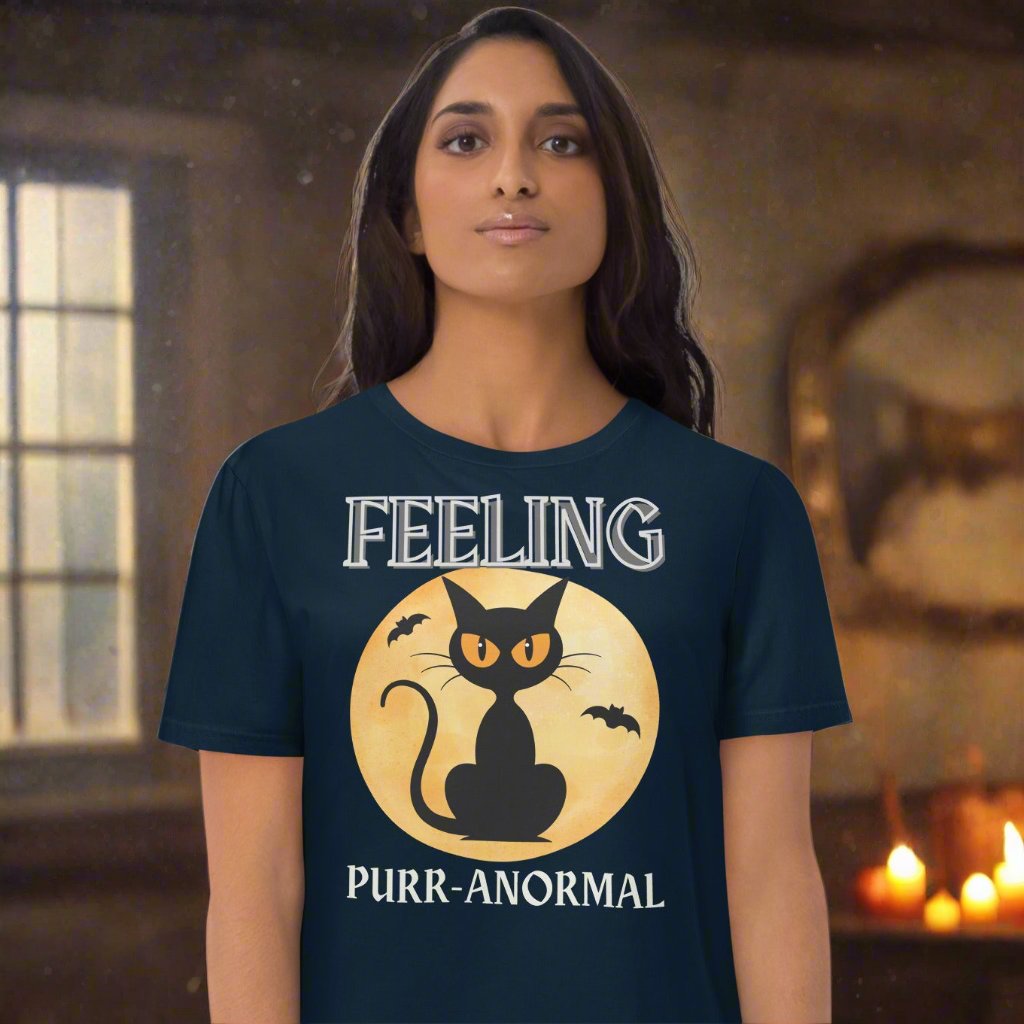 Organic Cotton Halloween Tee: Feeling Purr-Anormal Cat Design - Fitz & Willow