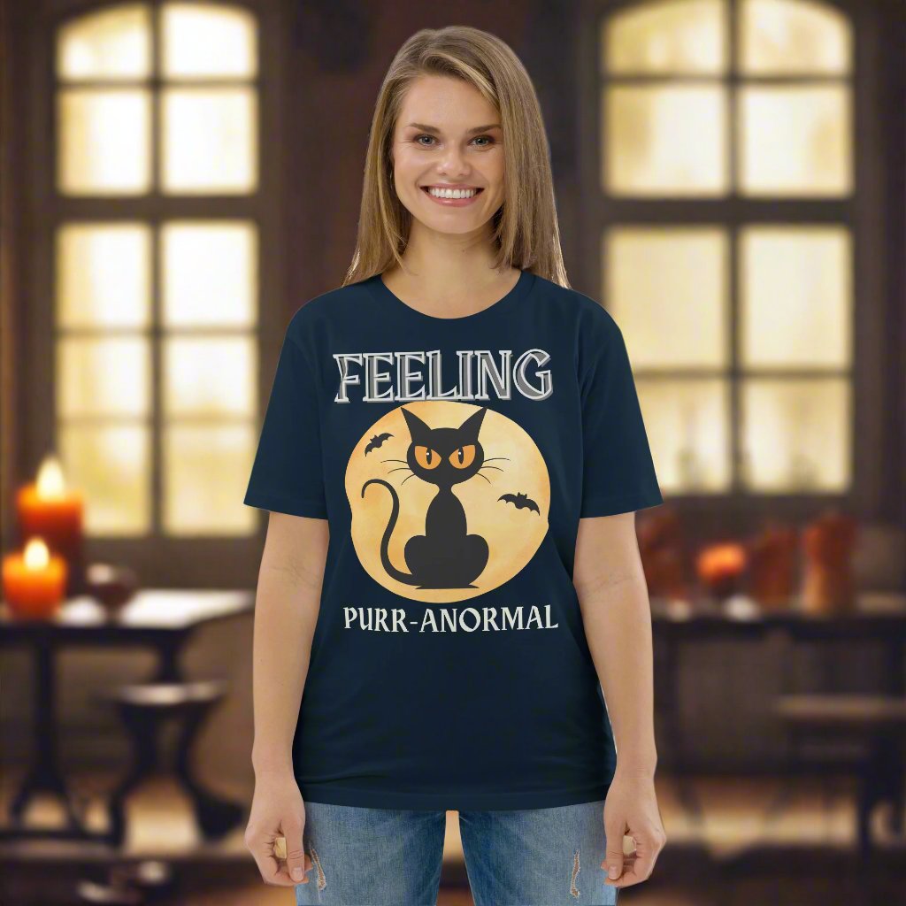 Organic Cotton Halloween Tee: Feeling Purr-Anormal Cat Design - Fitz & Willow