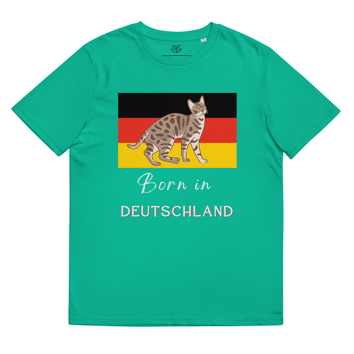 Cat print and Deutschland flag, unisex sustainable t-shirt - Fitz & Willow