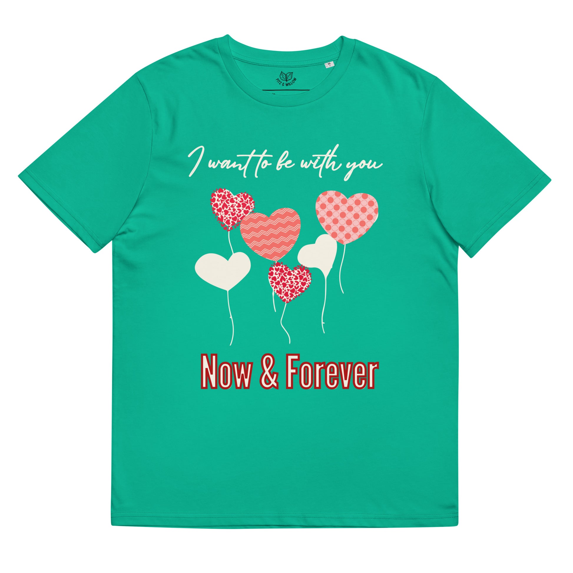 Unisex organic t-shirt, love balloon hearts and quote print - Fitz & Willow