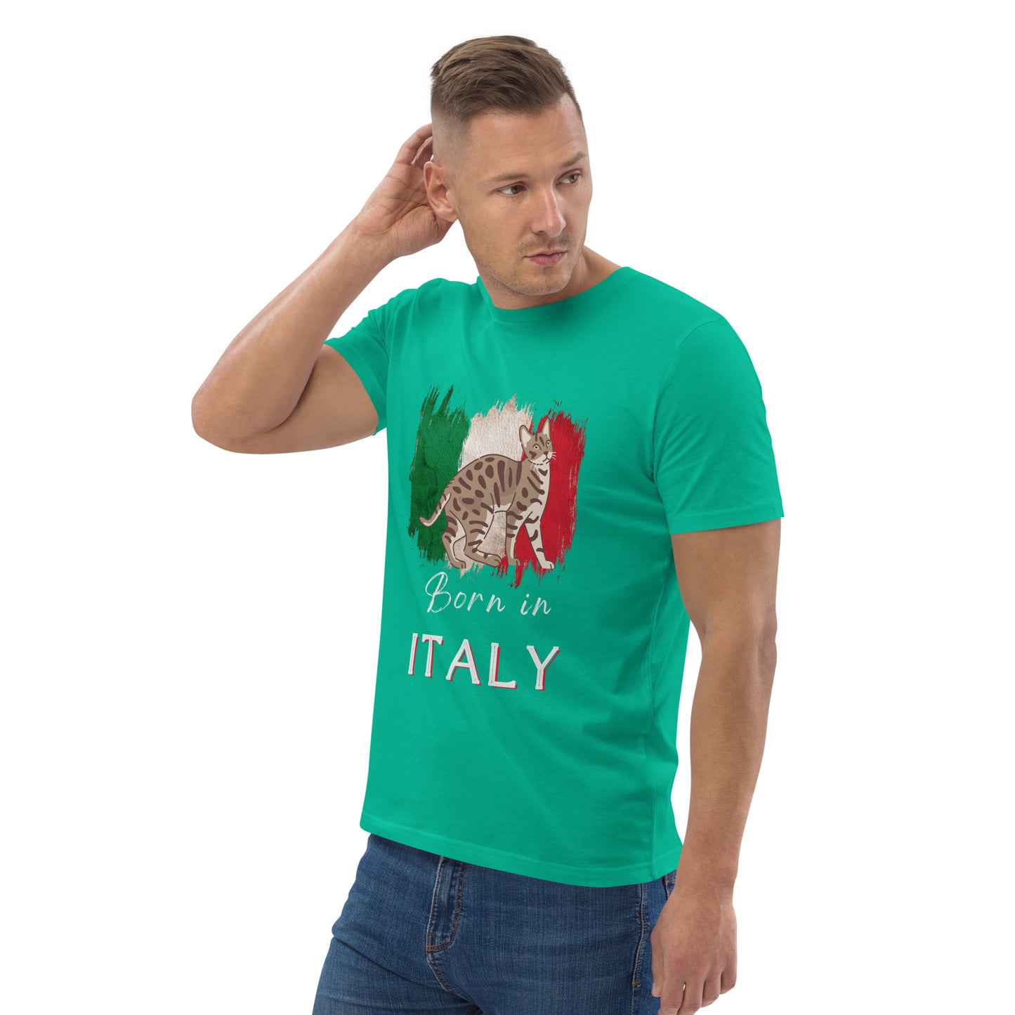 Italian flag and cat, Unisex organic cotton t-shirt - Fitz & Willow