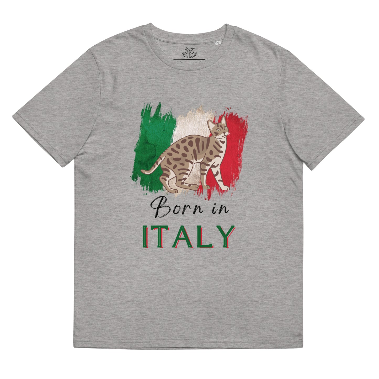 Italian flag and cat, Unisex organic cotton t-shirt - Fitz & Willow