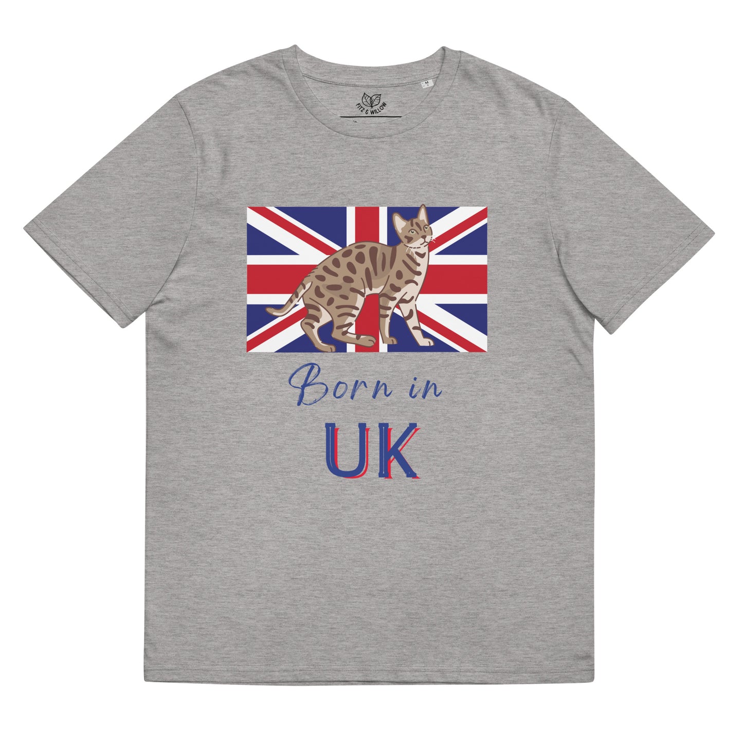 UK flag and cat, Unisex organic t-shirt - Fitz & Willow