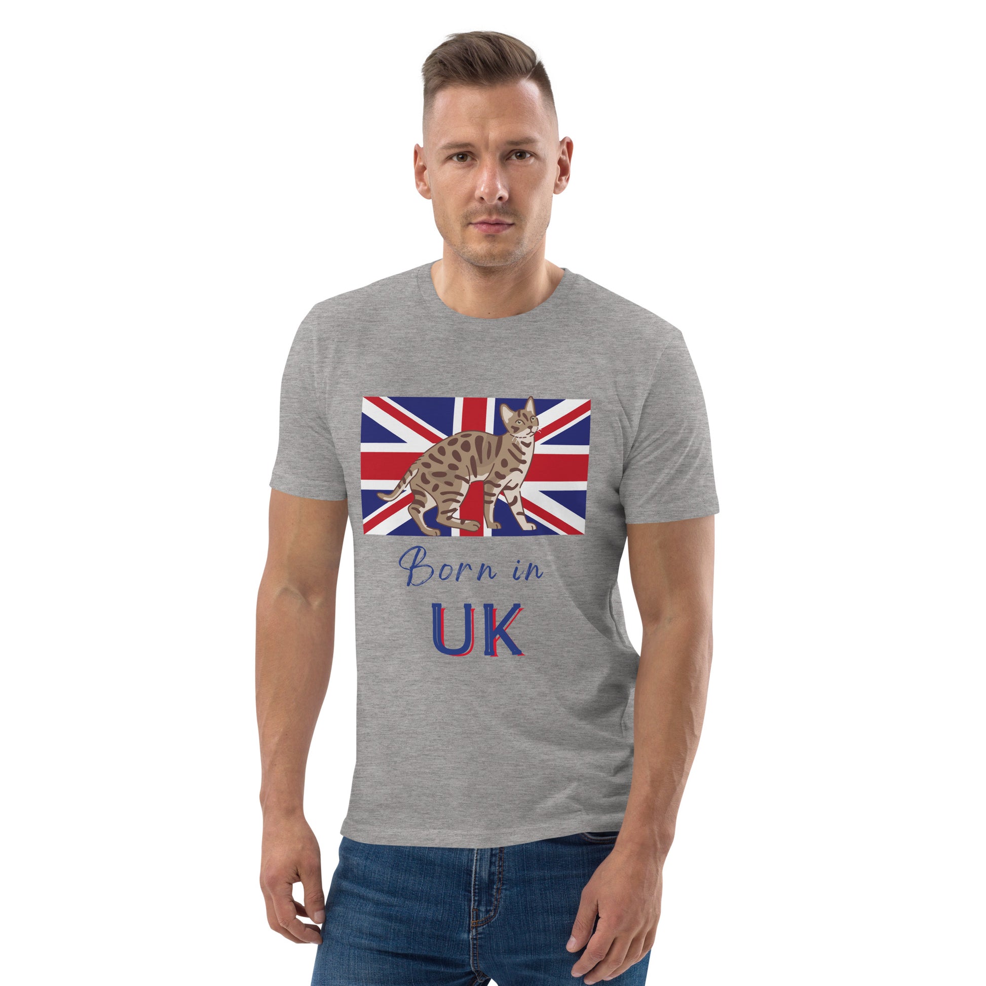 UK flag and cat, Unisex organic t-shirt - Fitz & Willow