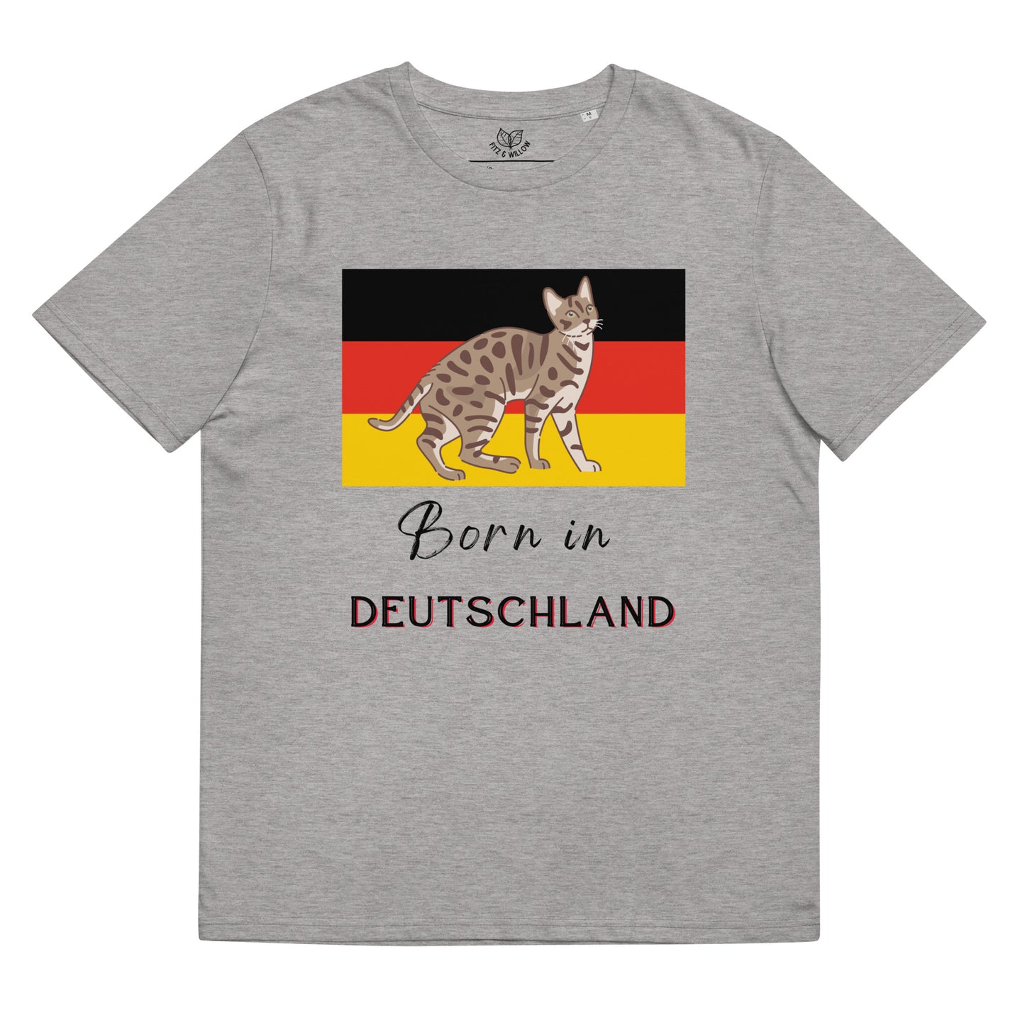 Cat print and Deutschland flag, unisex sustainable t-shirt - Fitz & Willow