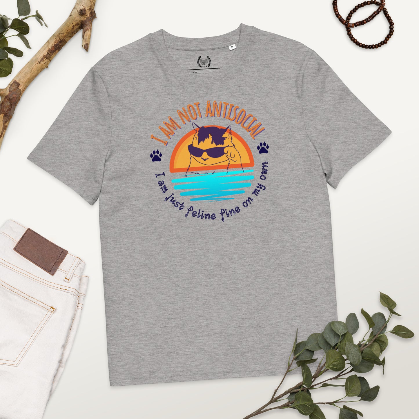 Feline Fine Alone: Organic Cotton Cat Lover’s Tee - Fitz & Willow