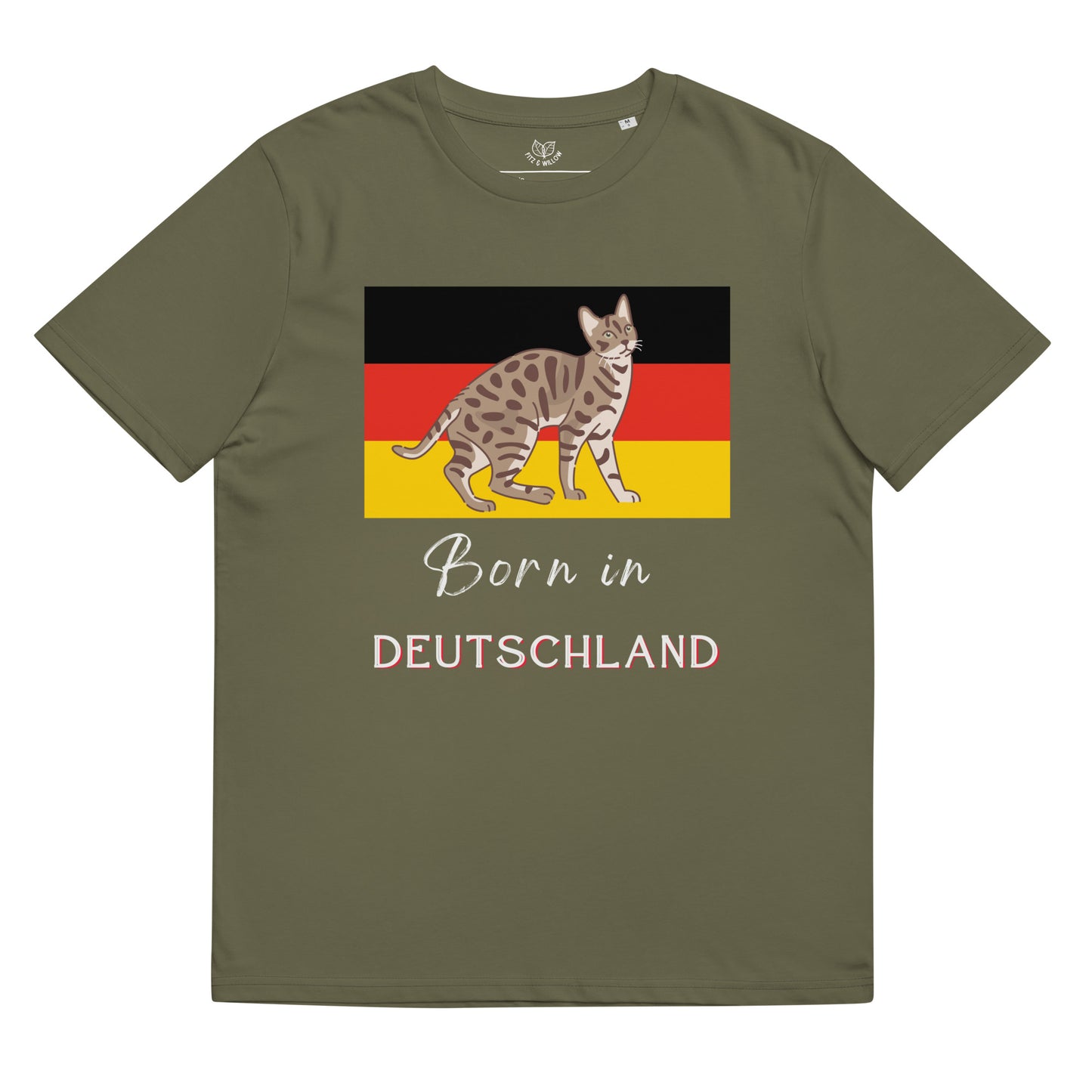 Cat print and Deutschland flag, unisex sustainable t-shirt - Fitz & Willow