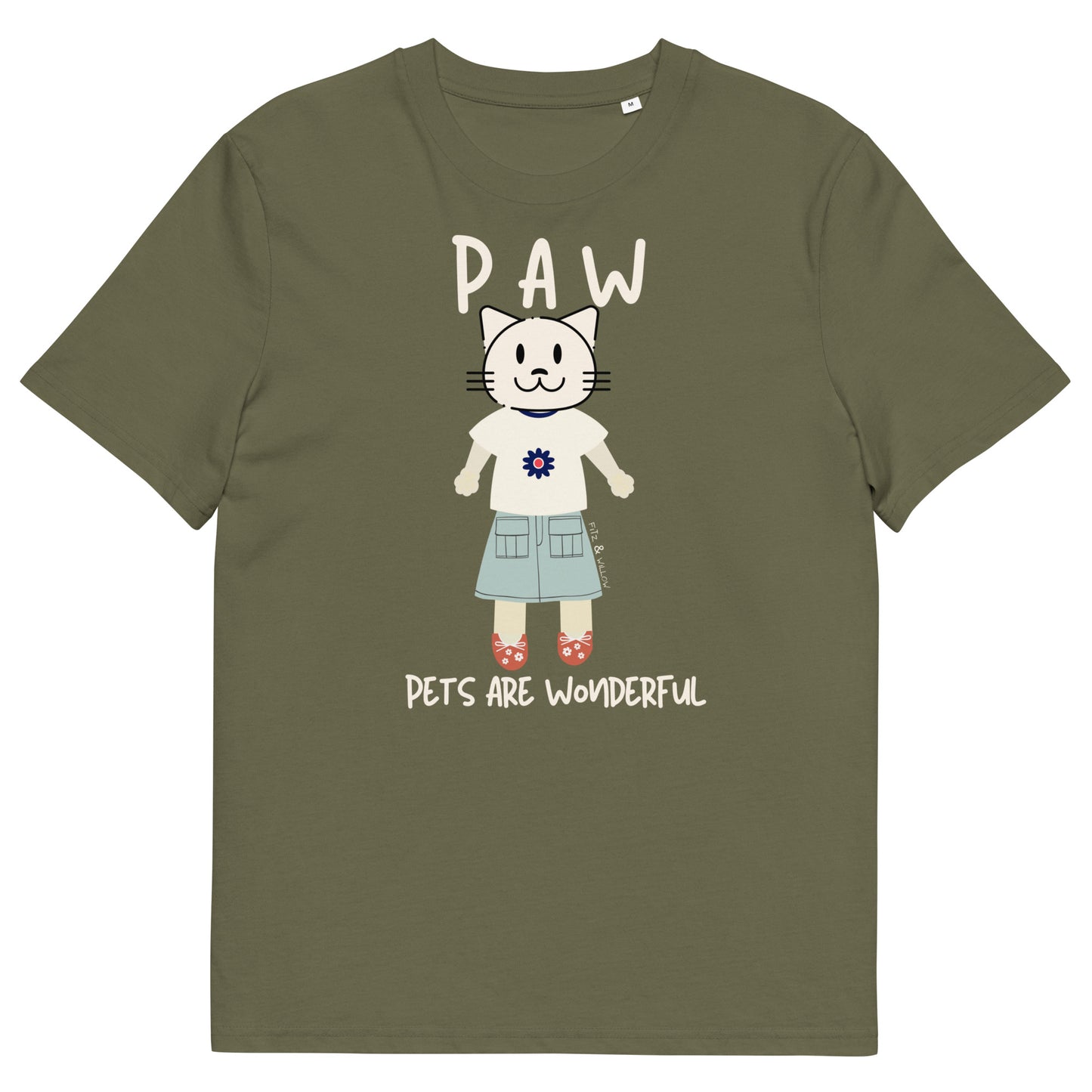 PAW, Cat themed organic t-shirt - Fitz & Willow