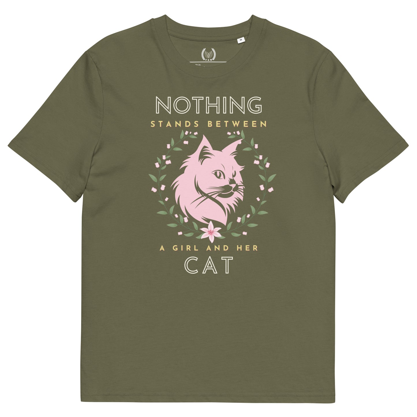 Eco-friendly t-shirt with cat print, Nothing Stands Between - Fitz & Willow