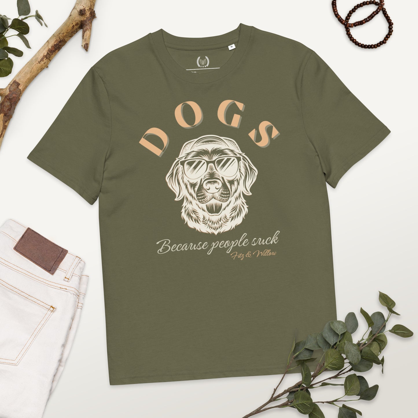 “Dogs Over People” Vegan Organic Cotton T-Shirt for Dog Lovers - Fitz & Willow