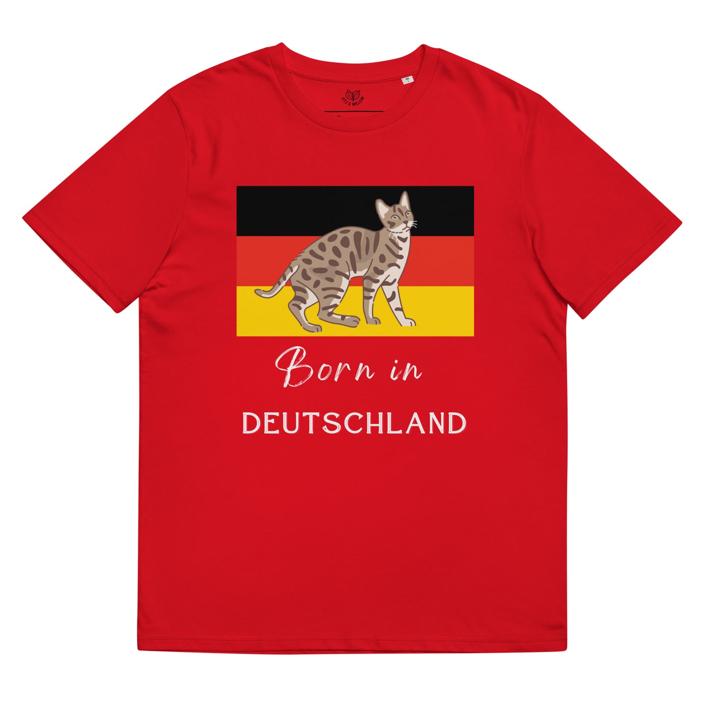 Cat print and Deutschland flag, unisex sustainable t-shirt - Fitz & Willow