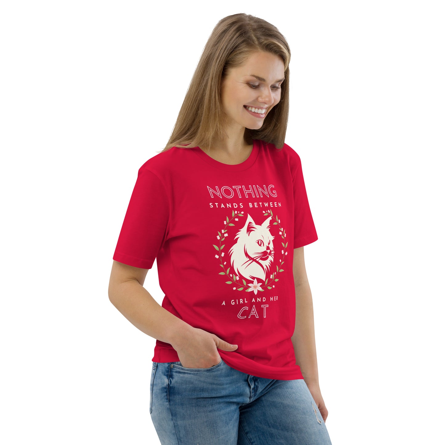 Eco-friendly t-shirt with cat print, Nothing Stands Between - Fitz & Willow