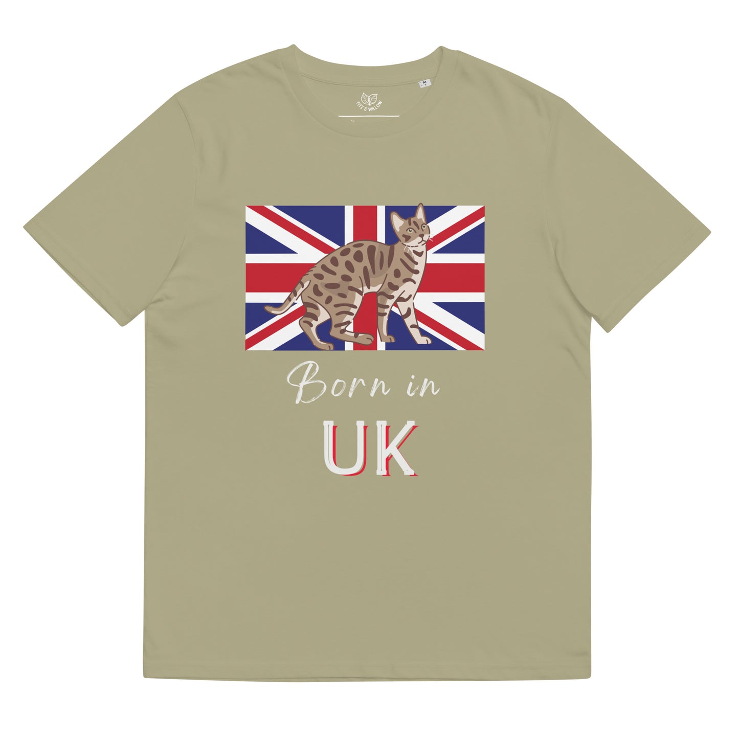 UK flag and cat, Unisex organic t-shirt - Fitz & Willow