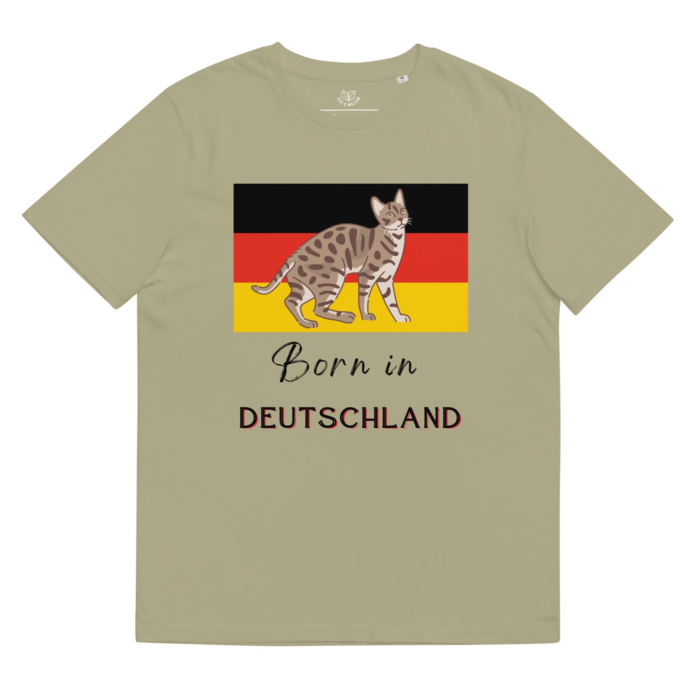 Cat print and Deutschland flag, unisex sustainable t-shirt - Fitz & Willow