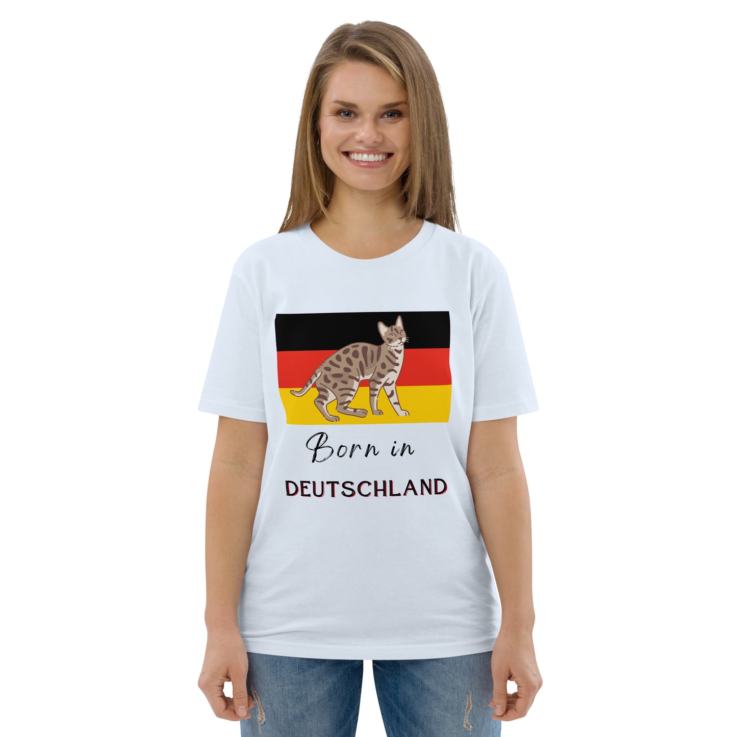 Cat print and Deutschland flag, unisex sustainable t-shirt - Fitz & Willow