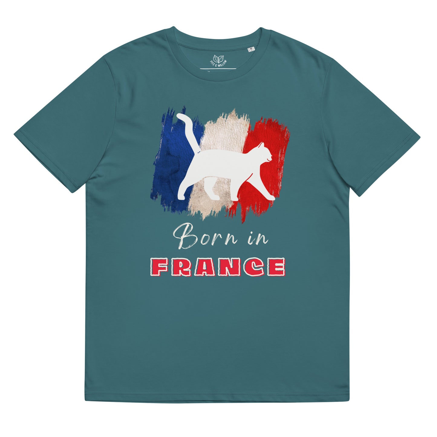 French flag & cat, unisex organic t-shirt - Fitz & Willow