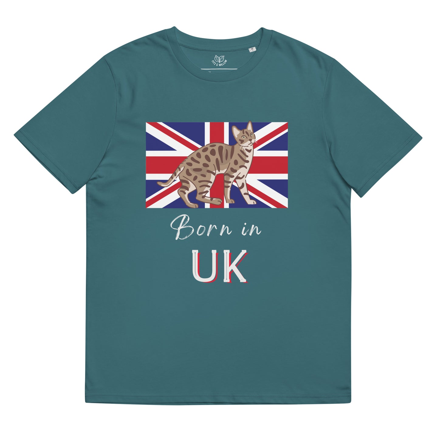 UK flag and cat, Unisex organic t-shirt - Fitz & Willow