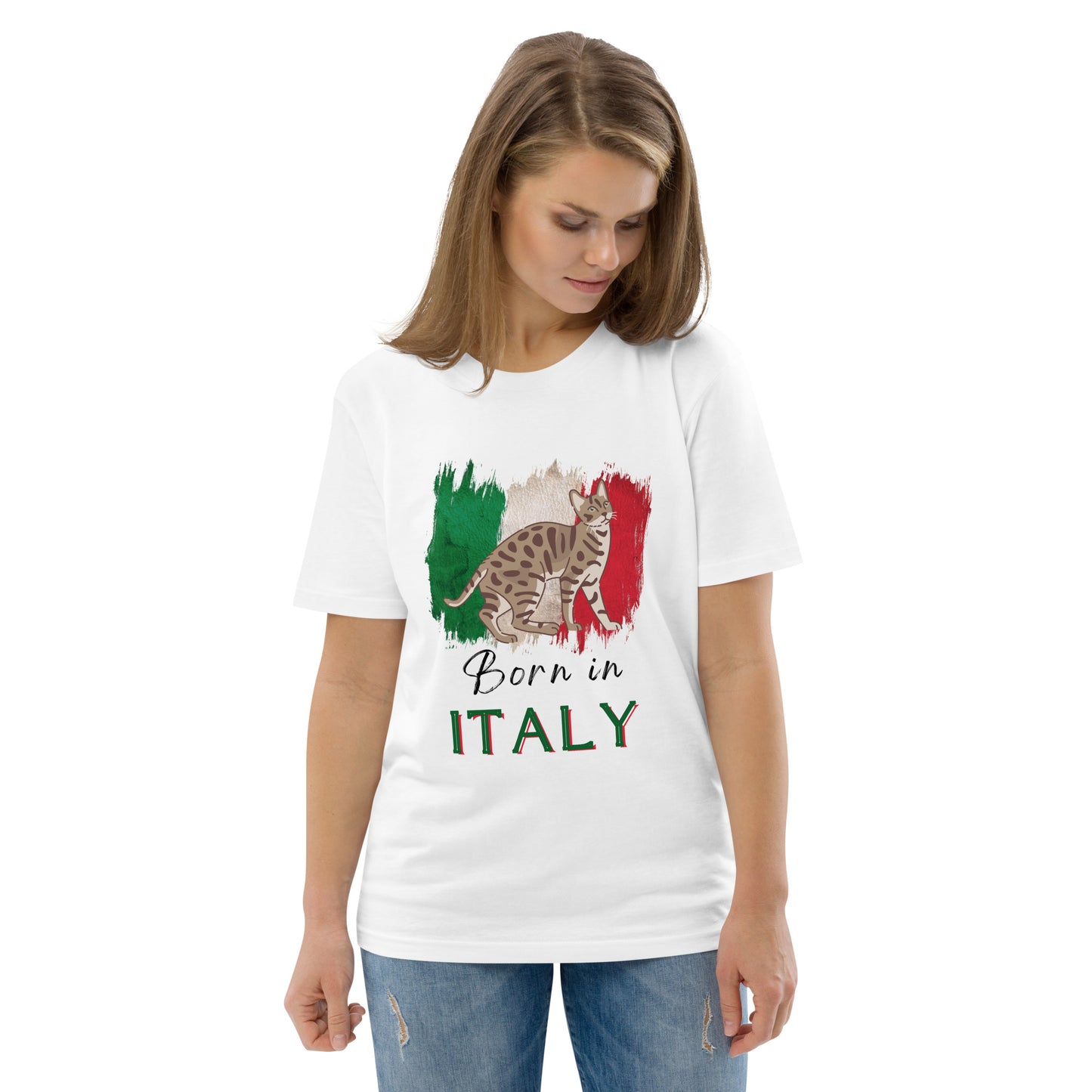 Italian flag and cat, Unisex organic cotton t-shirt - Fitz & Willow