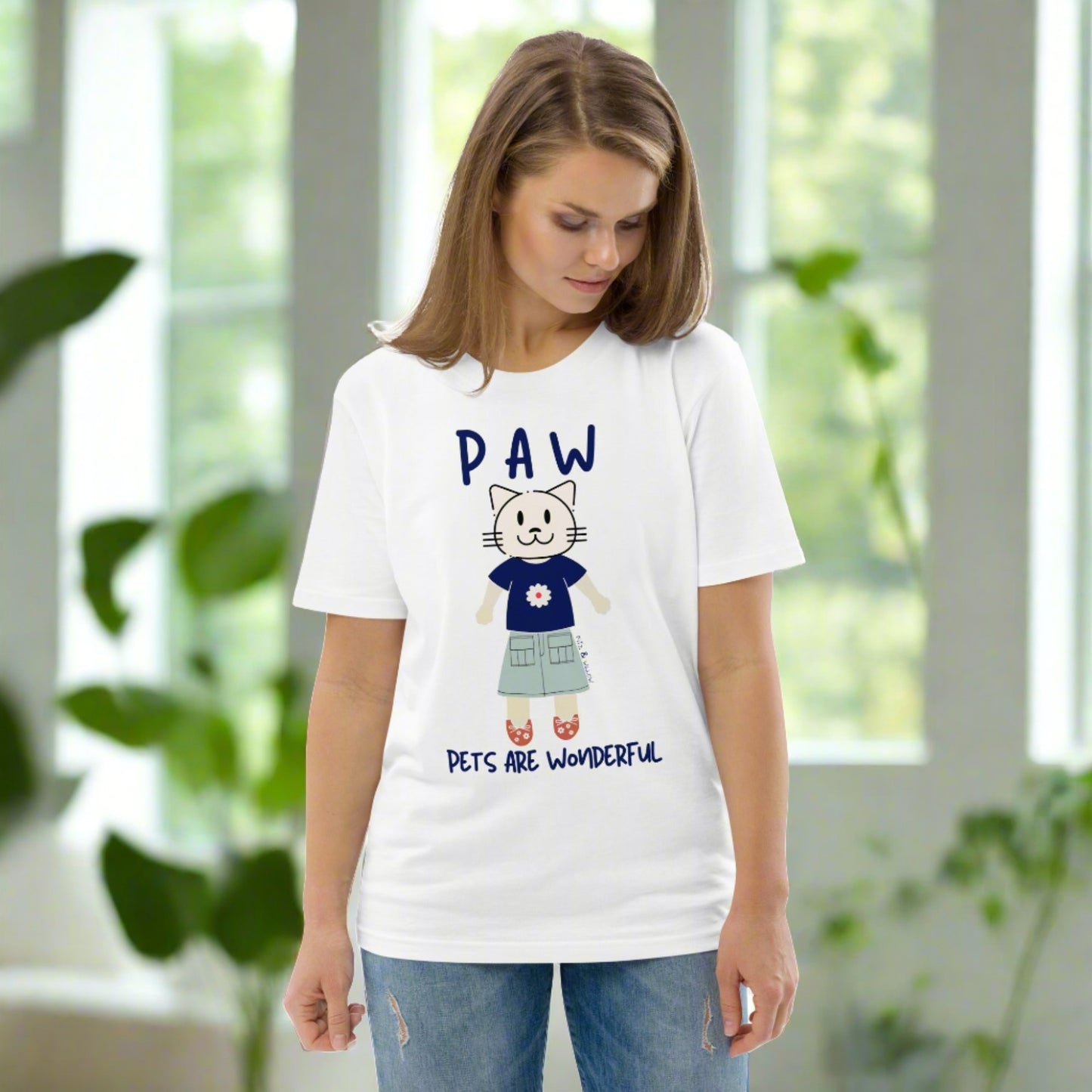 PAW, Cat themed organic t-shirt - Fitz & Willow