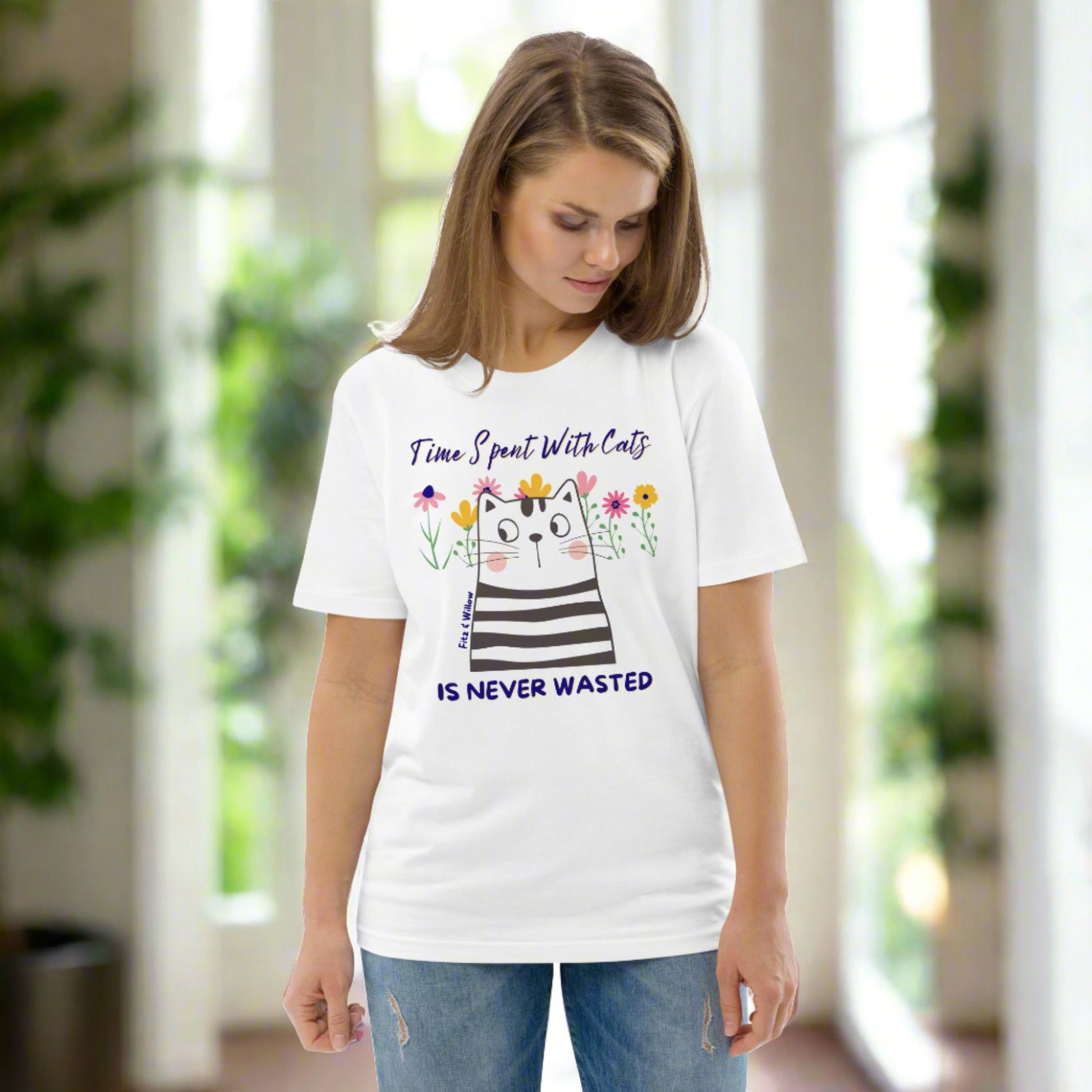 Funny cat women t-shirt, sustainable - Fitz & Willow