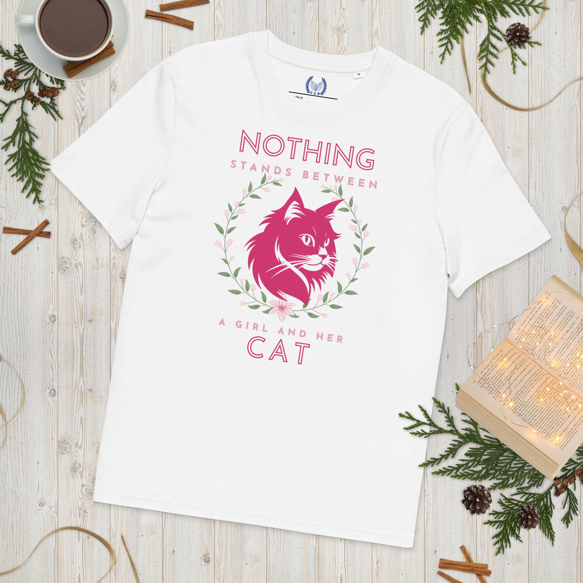 Eco-friendly t-shirt with cat print, Nothing Stands Between - Fitz & Willow