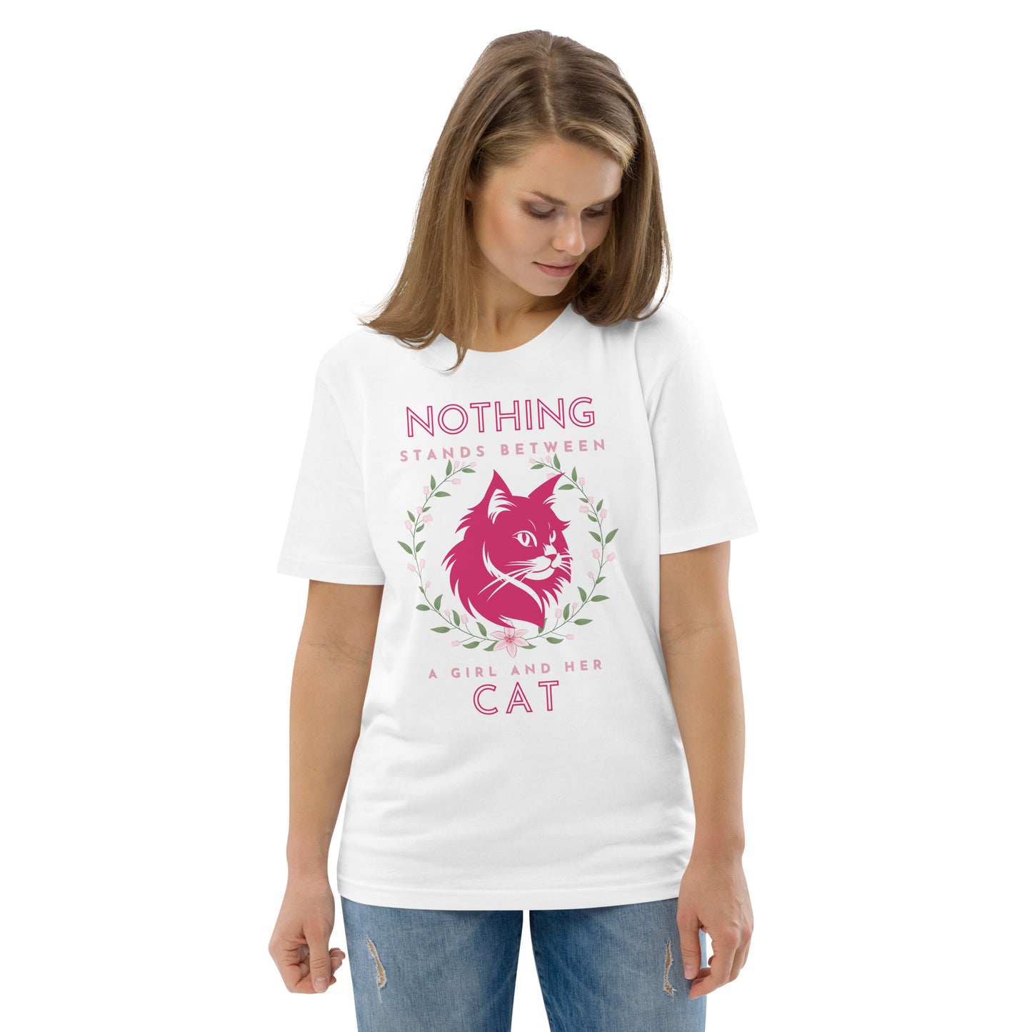 Eco-friendly t-shirt with cat print, Nothing Stands Between - Fitz & Willow