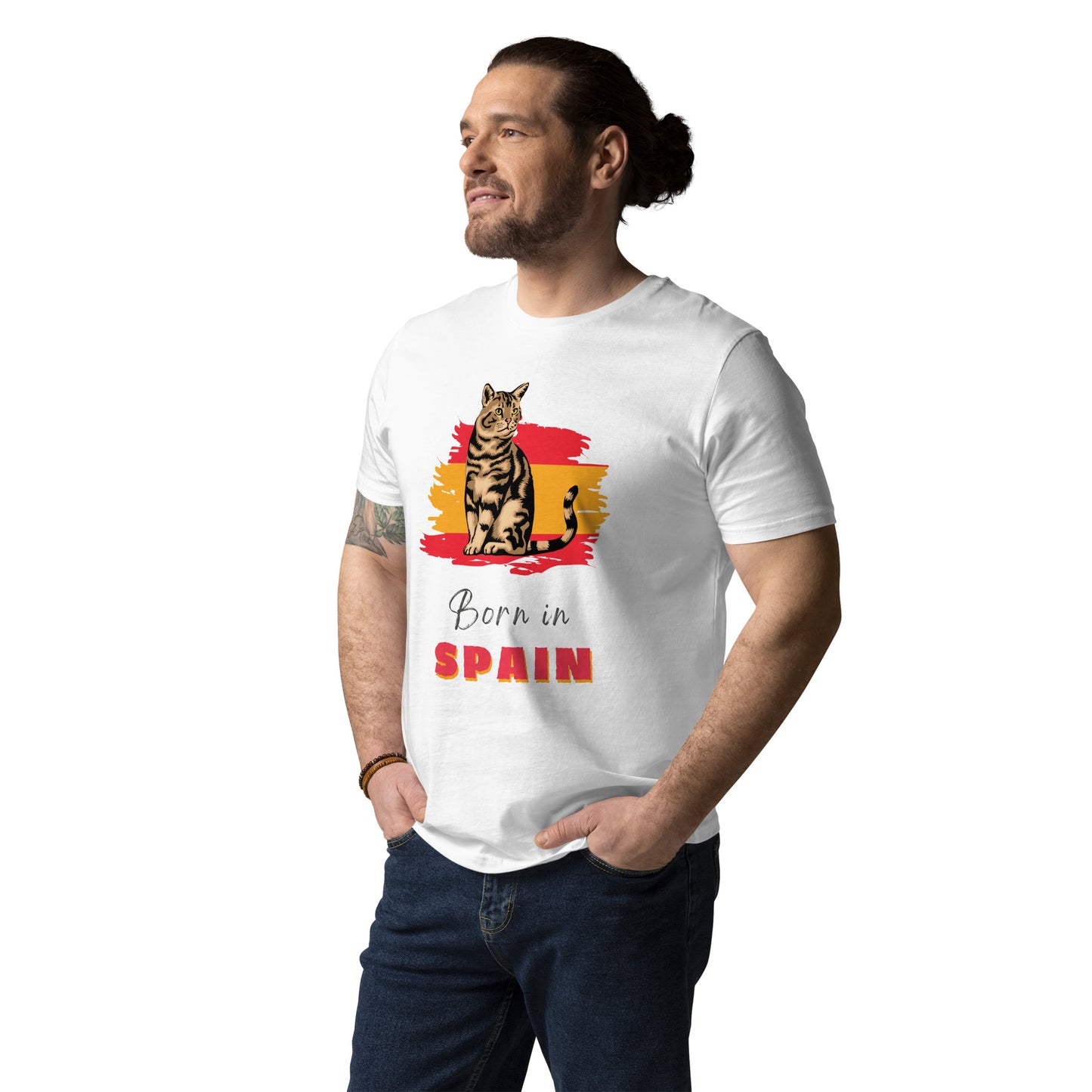 Spanish flag and cat, Unisex organic cotton t-shirt - Fitz & Willow