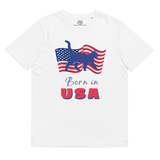 USA flag and cat, Unisex organic t-shirt - Fitz & Willow