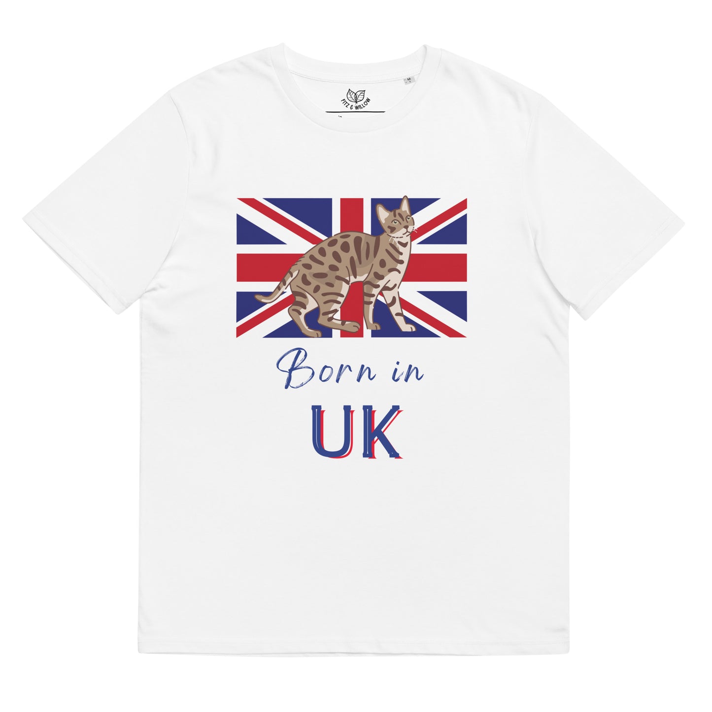 UK flag and cat, Unisex organic t-shirt - Fitz & Willow