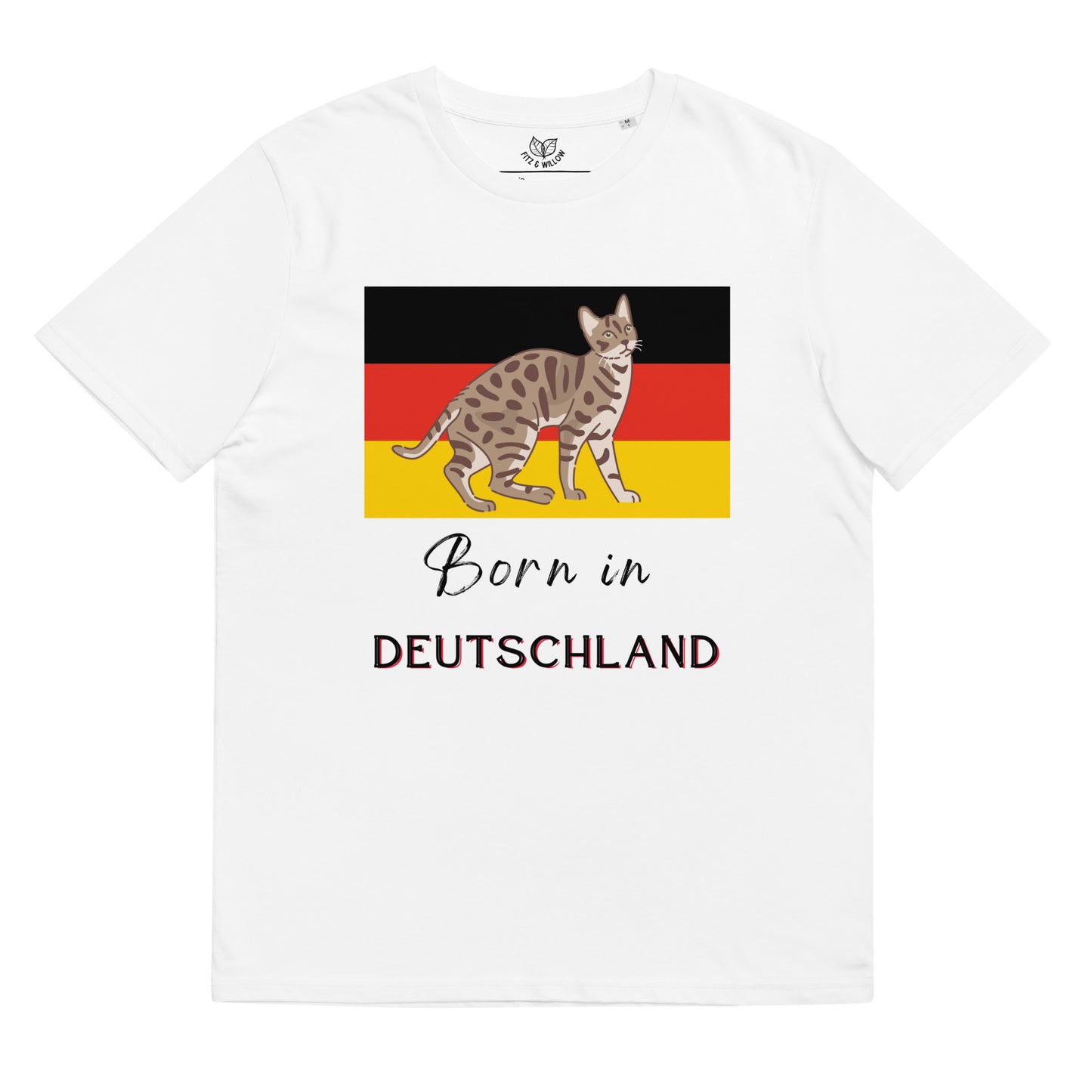 Cat print and Deutschland flag, unisex sustainable t-shirt - Fitz & Willow