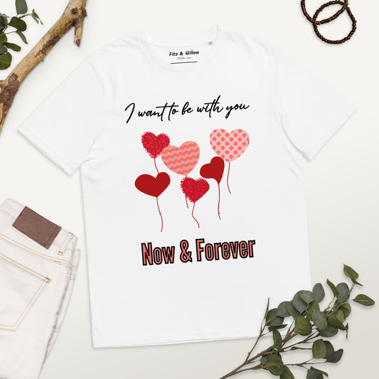 Unisex organic t-shirt, love balloon hearts and quote print - Fitz & Willow