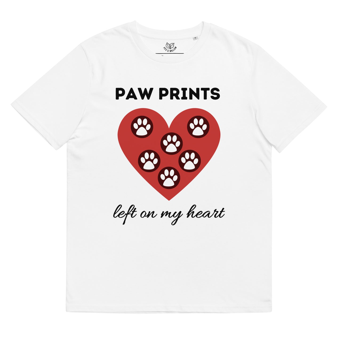 Paw prints on my heart, organic cotton t-shirt - Fitz & Willow