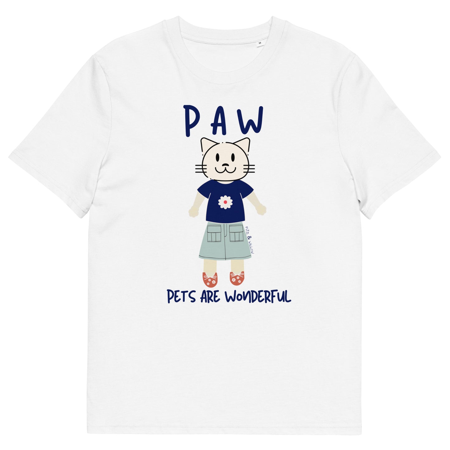 PAW, Cat themed organic t-shirt - Fitz & Willow