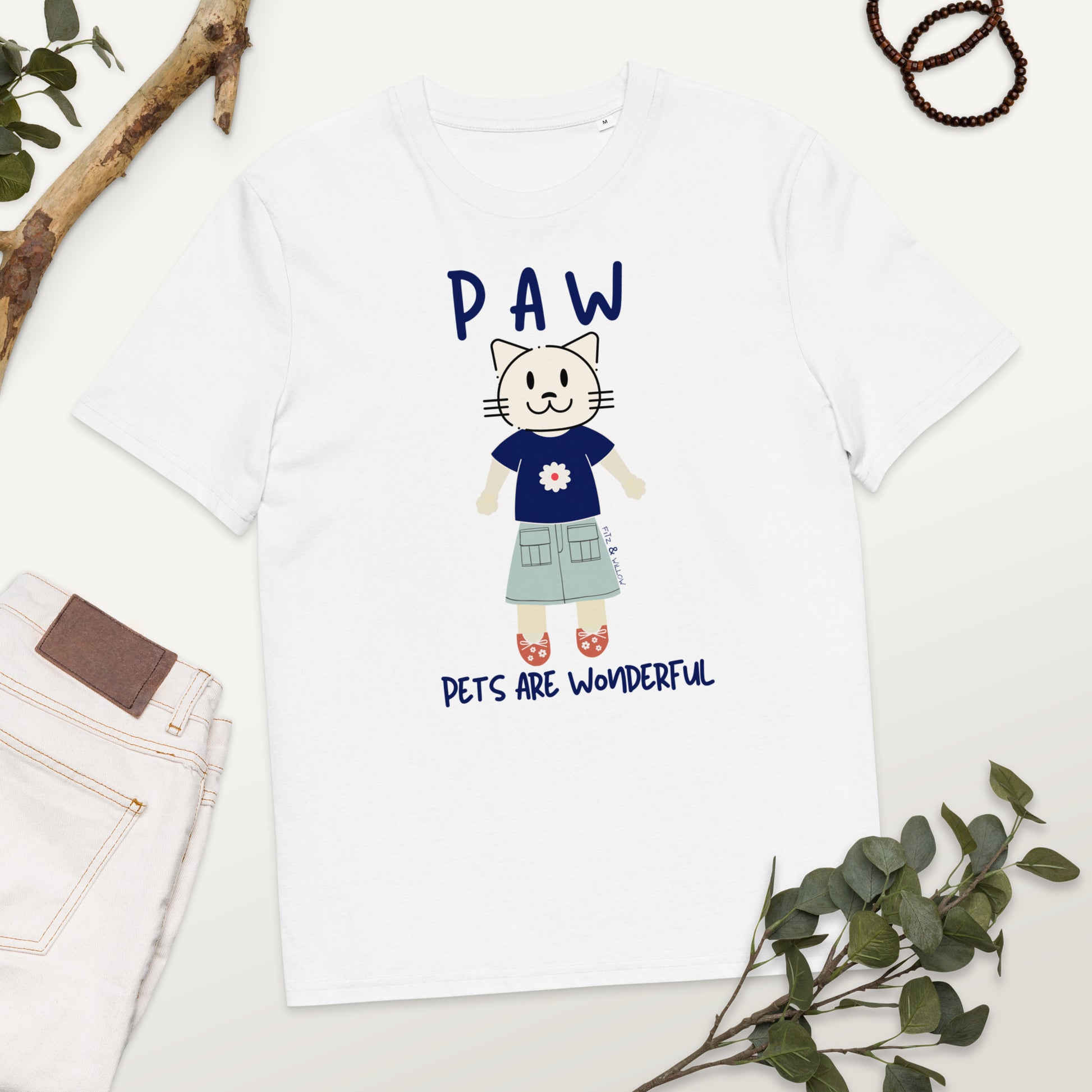 PAW, Cat themed organic t-shirt - Fitz & Willow