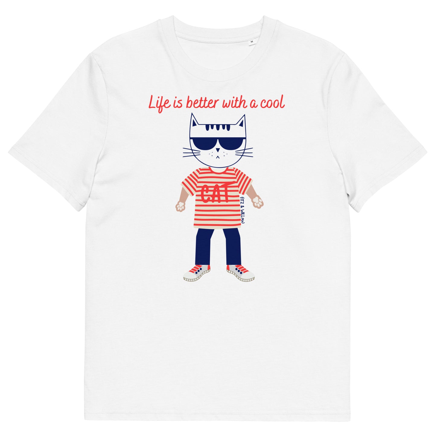 Cool cat, Unisex sustainable t-shirt with cool cat print - Fitz & Willow