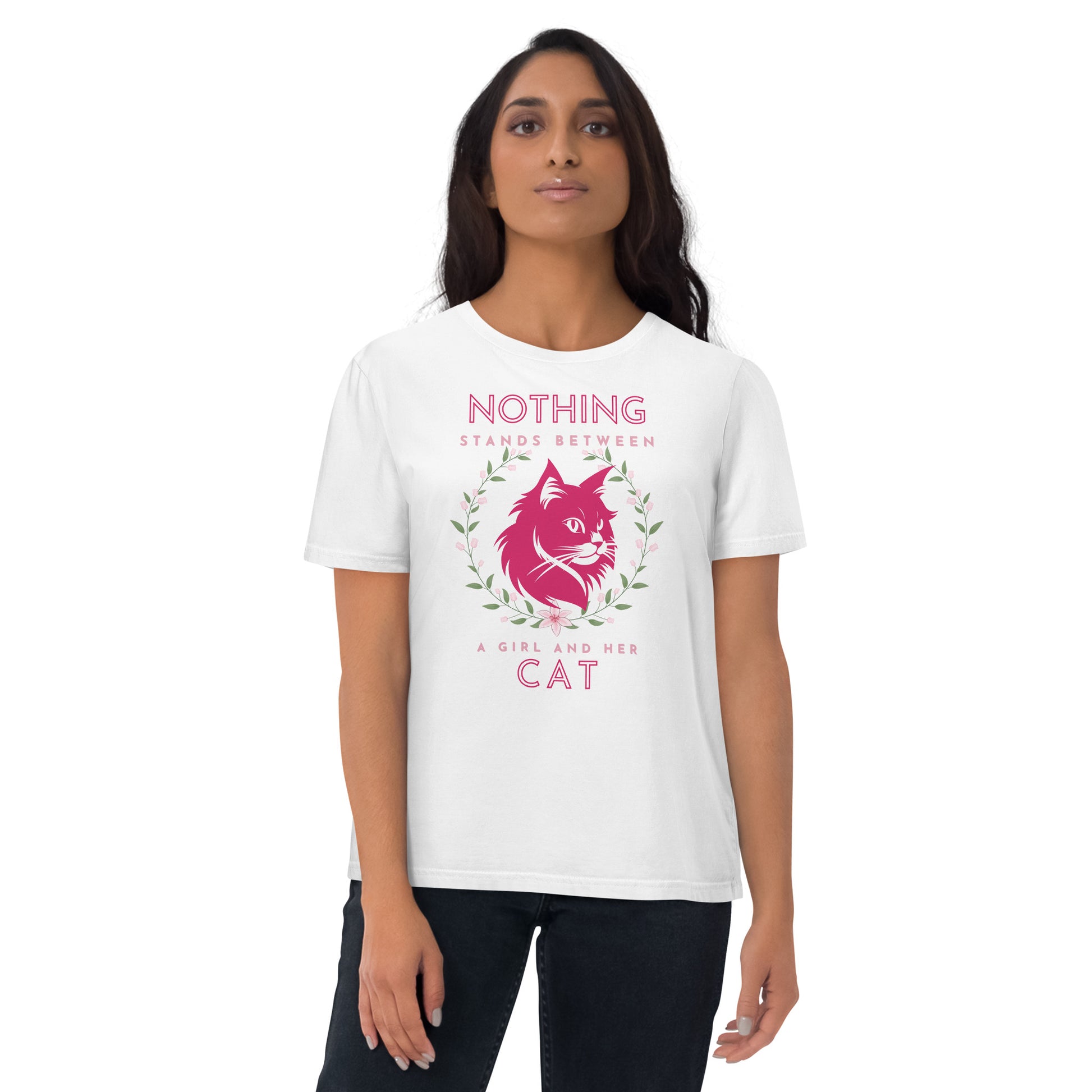 Eco-friendly t-shirt with cat print, Nothing Stands Between - Fitz & Willow