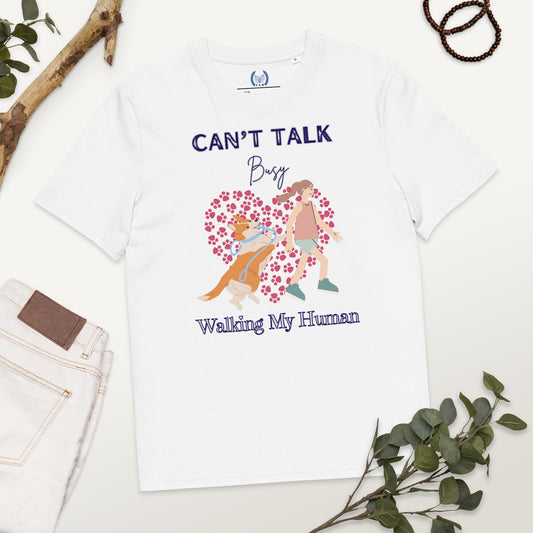 Busy walking my human, Dog themed eco-responsible t-shirt - Fitz & Willow